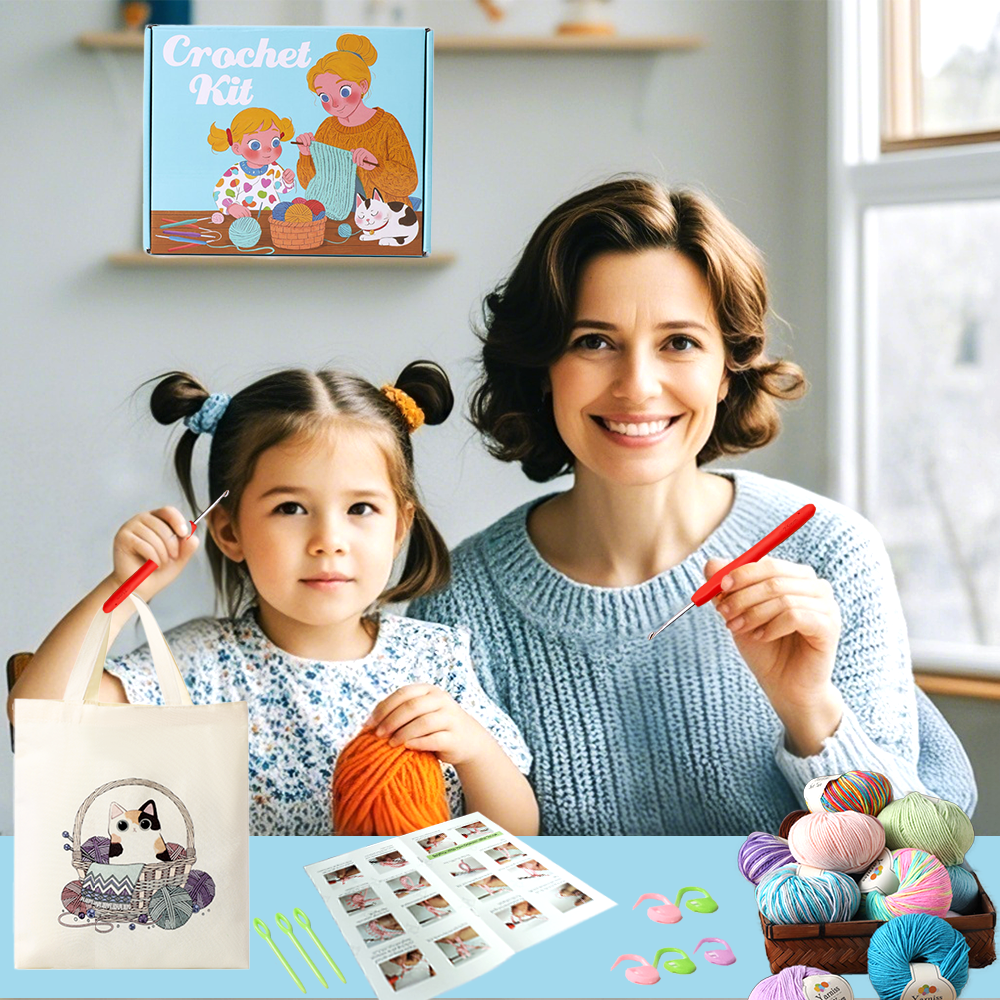 Yarniss Beginner Crochet Kit – 1,500 Yds Yarn & 72-Piece Set