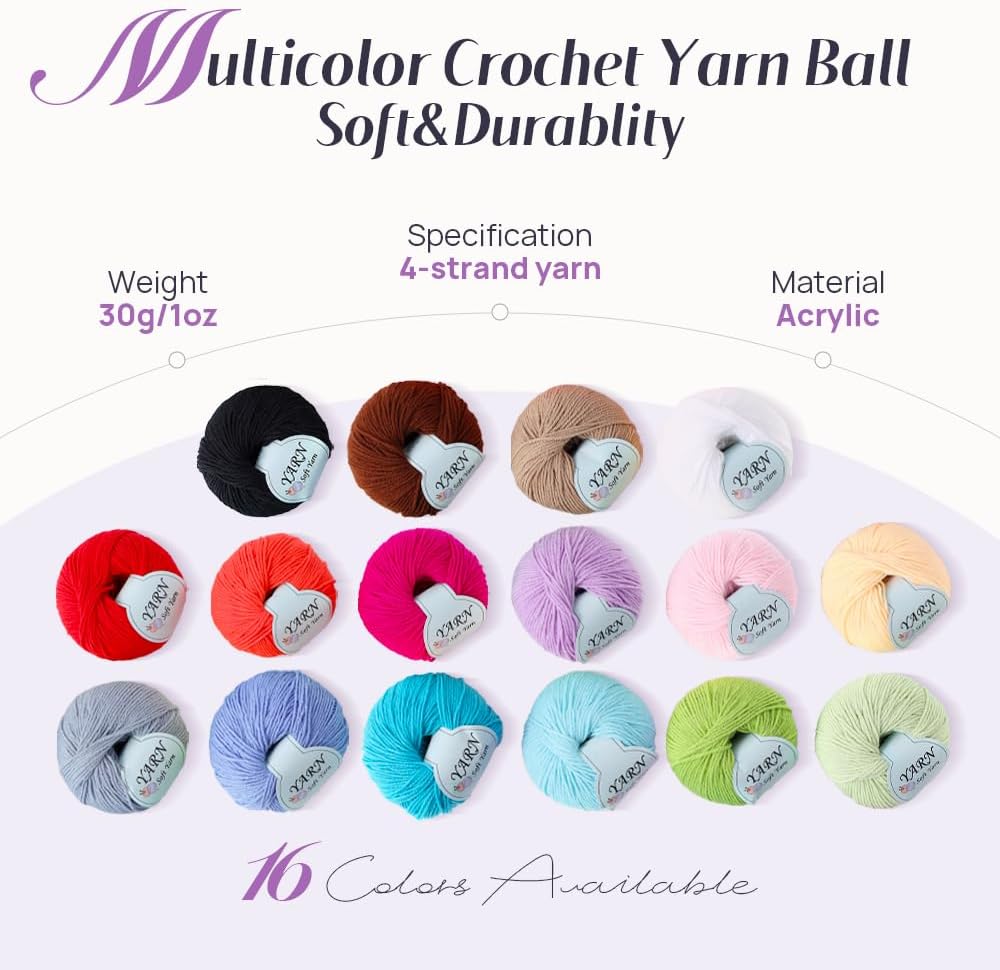 Yarniss Crochet Kits for Beginner Adults, All Inclusive Crochet Set with 9 Size Crochet Hooks, Afghan Crochet Needles 2.0-6.0mm, 1136 Yards Yarn Skeins Balls, Knitting Kits Storage Organizer