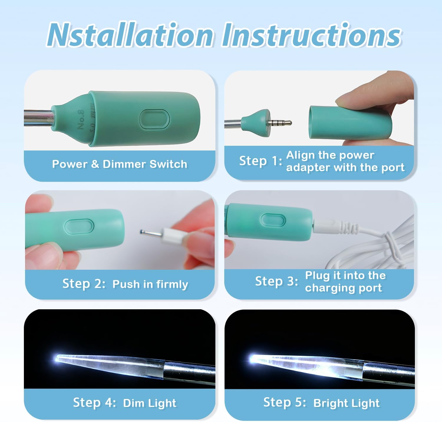 Yarniss 13-Piece Light Up Metal Head Crochet Hooks 2.5-6.5mm,2 Size Lighted Knitting Needles Set 4.25mm 5.0mm, Includes 2 Extra USB Rechargeable Heads with Case