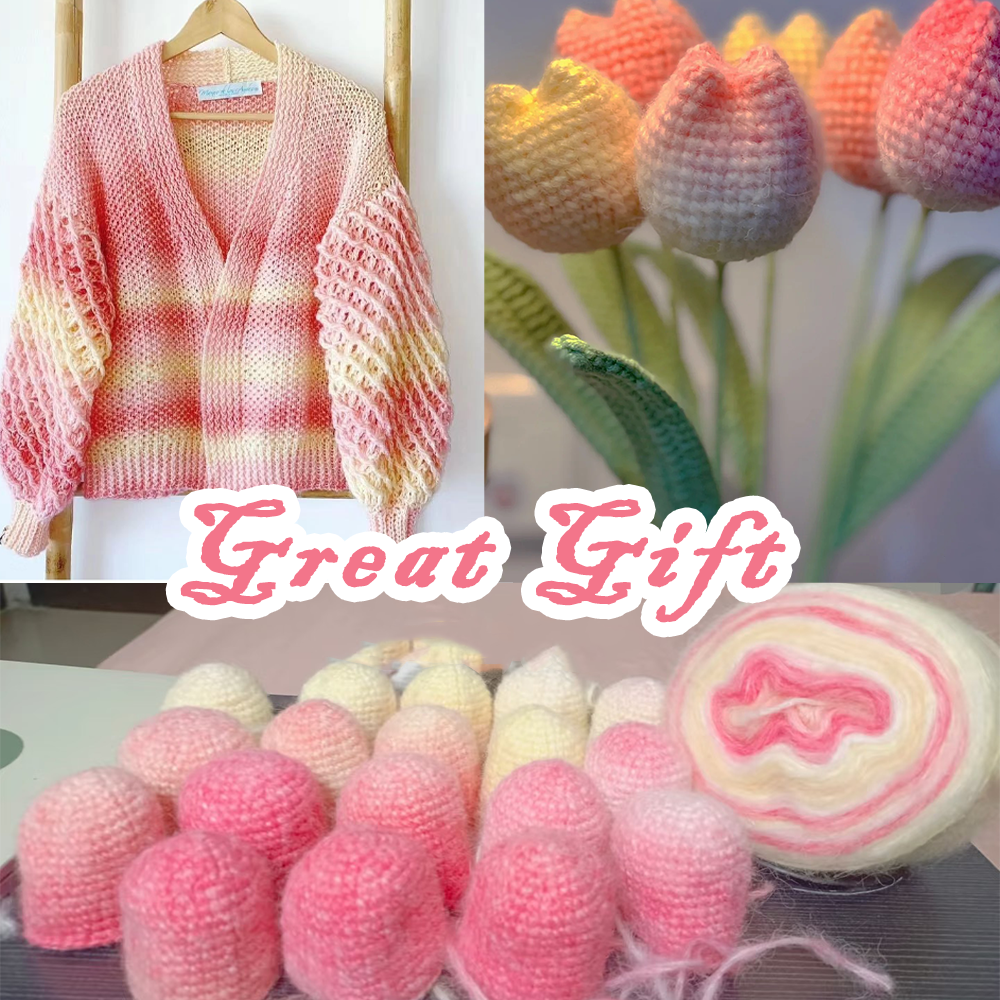 Yarniss Gradient Cake Yarn for Crocheting, Ombre Cake Yarns for Knitting, 3 Skeins of 100g/3.53oz(Pink Yellow Gradient)