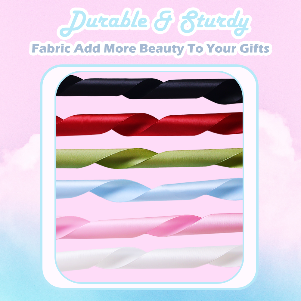 Yarniss 1-1/2 Inches 25 Yards Satin Ribbon x 6 Rolls Total 150 Yards, Solid Fabric Ribbon Roll for Flower Bouquets, Gift Wrapping, Wedding, Handmade Crafts