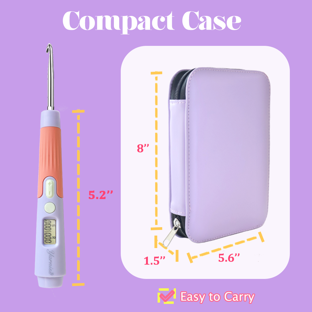 Yarniss Crochet Hooks with Counter 2.0mm-14.0mm,18 Size Digital Counting & Lighted Crochet Hooks Set with Case