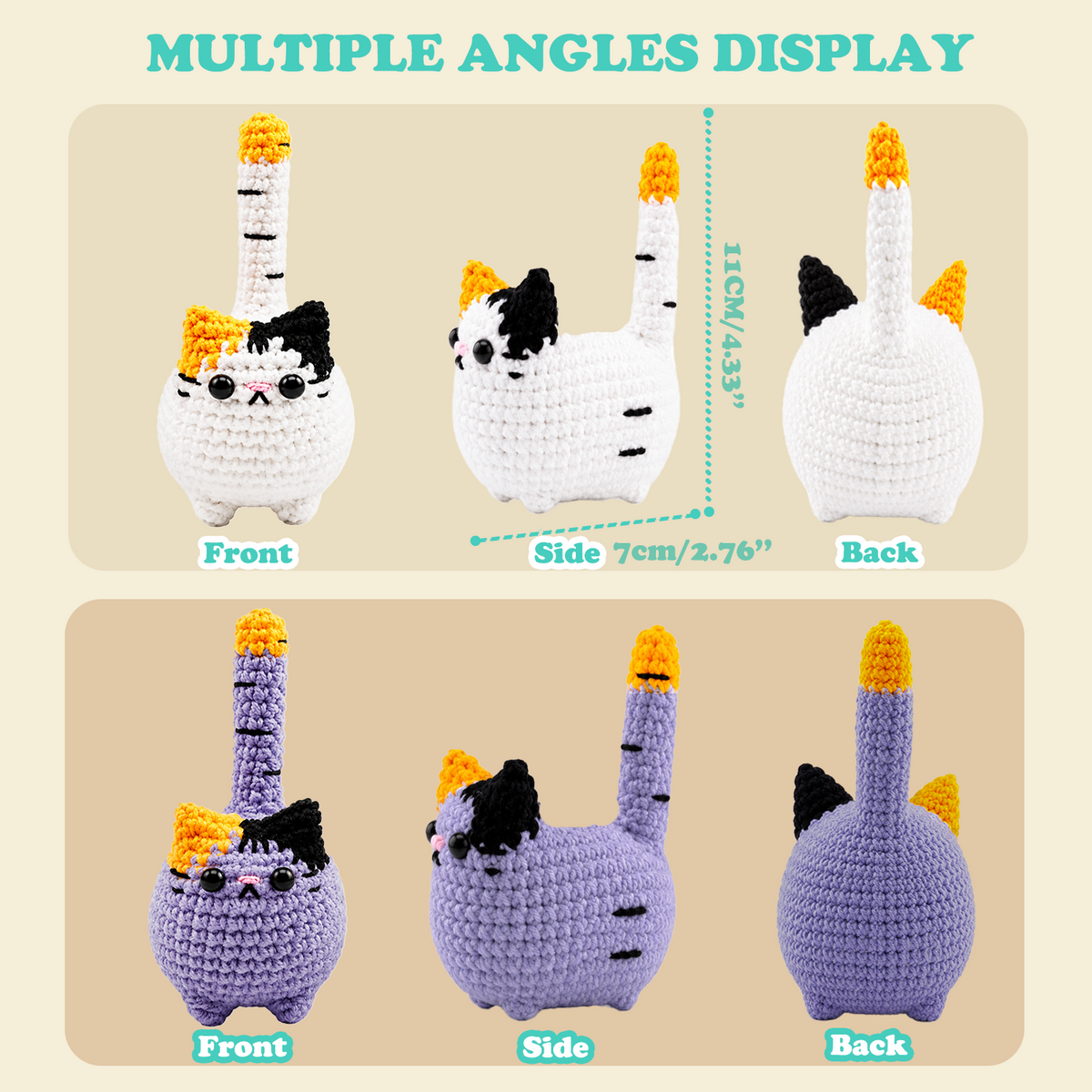 Yarniss Beginner Crochet Kit 2-Piece Cat Crochet Kit Complete with Video Tutorials