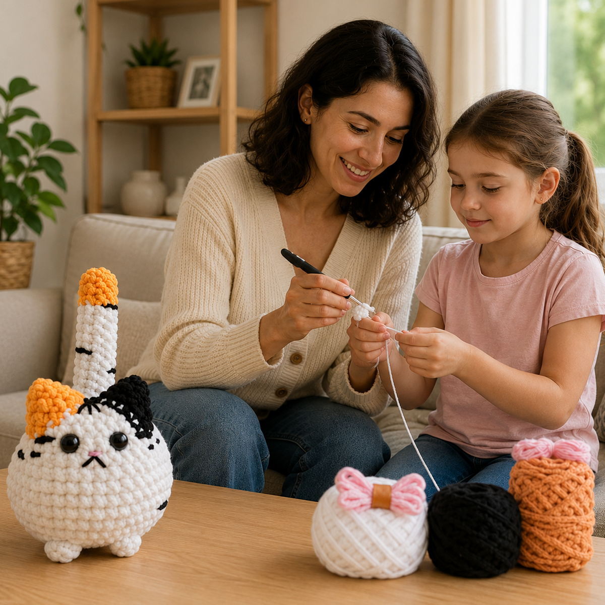 Yarniss Crochet Kit for Beginners, Big Calico Cat Starter Kit with Video Tutorials