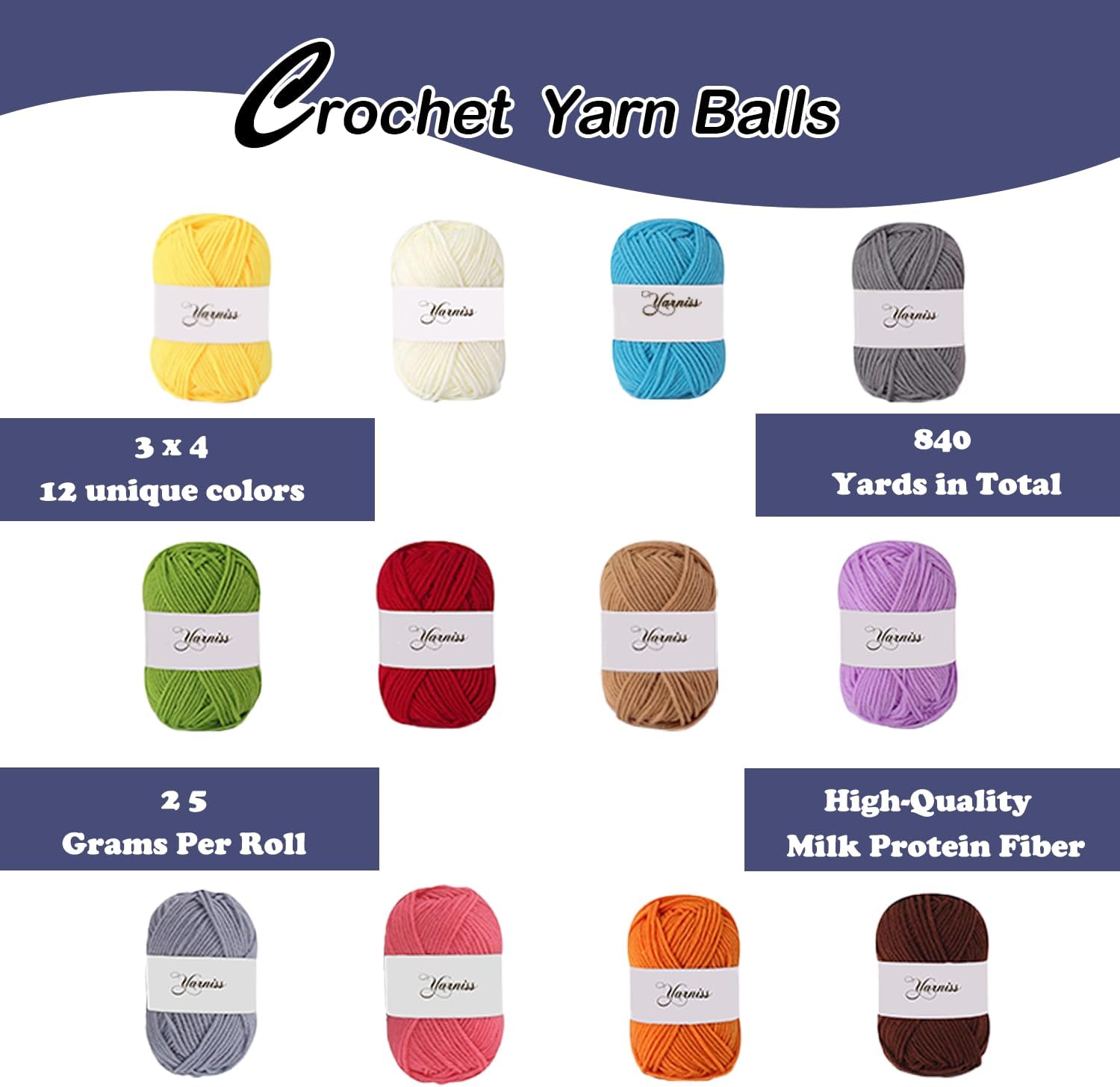 Yarniss Crochet Kit for Beginners,Crochet Kits with 1120 Yards Crochet Yarn Balls and 14 PCS Crochet Hooks Set Travel Knitting Crochet Supplies