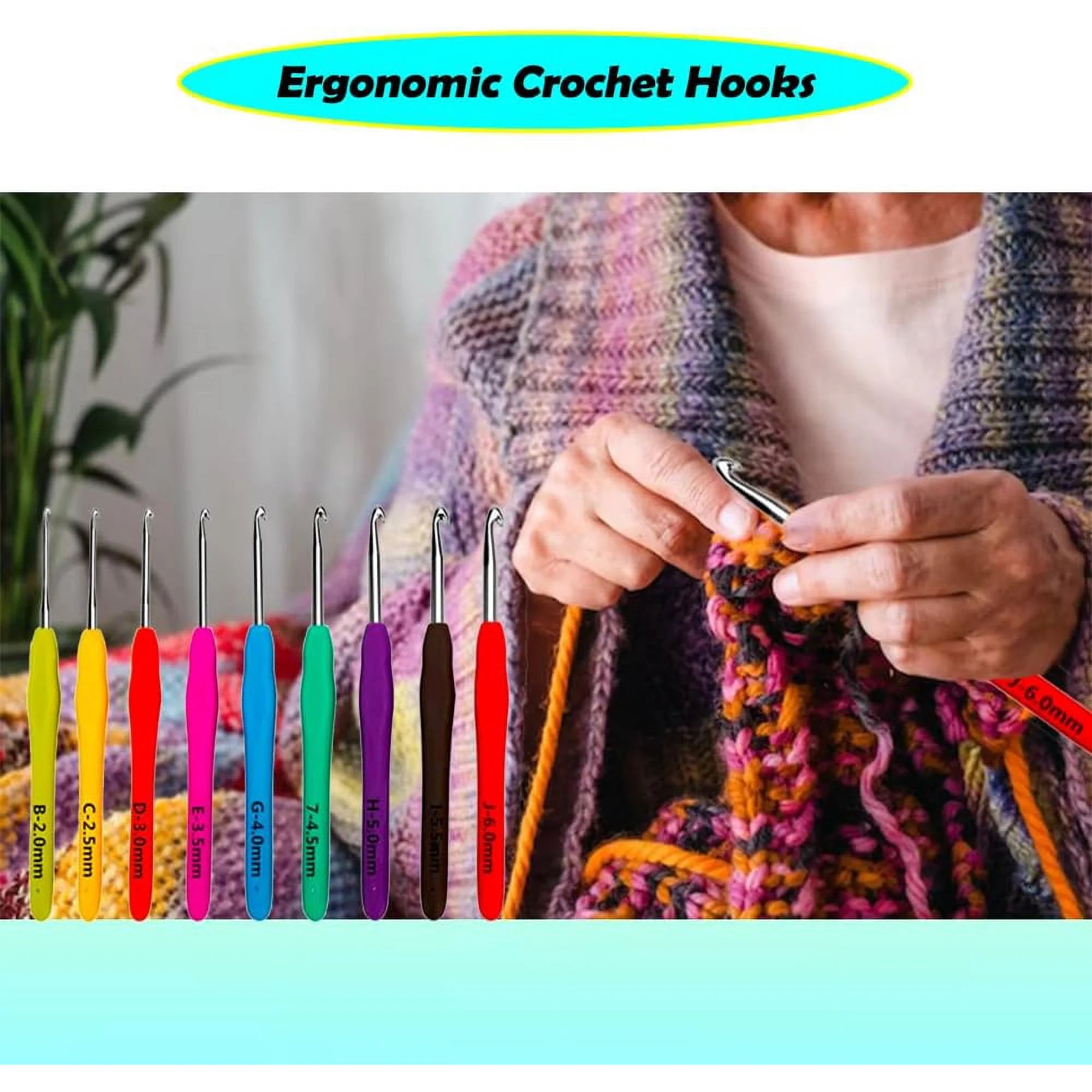 Yarniss Ergonomic Crochet Hooks Set, 9 Sizes Crochet Hooks with Case 2.0mm~6.0mm