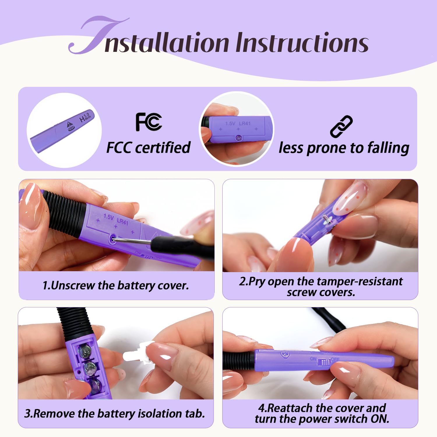 Yarniss 9 Pieces Lighted Crochet Hooks with Case,2.5 mm-6.5 mm LED Light Crochet Hooks for Dark Yarn with Battery,Purple