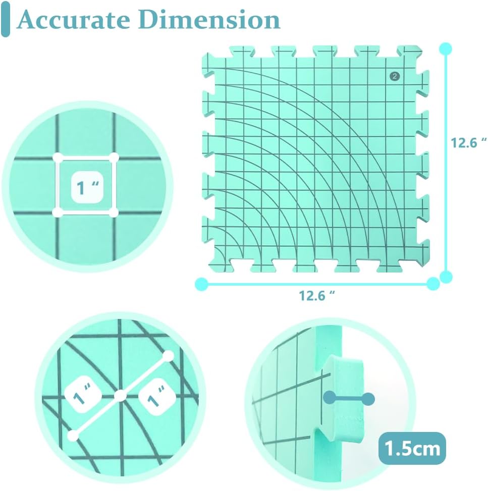 Yarniss Blocking Mats for Knitting & Crocheting - Extra Thick Blocking Boards with Grids，4 Pcs