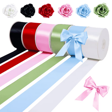 Yarniss Satin Ribbon 1-1/2 Inch, 6 Rolls 150 Yards Solid Fabric Ribbon, Ribbon for Gift Wrapping Bouquets Wedding Crafts