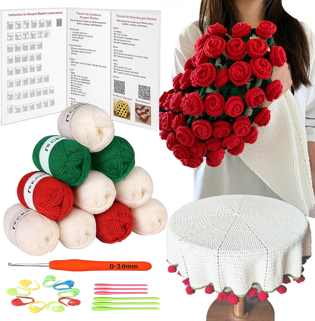 Yarniss Rose Blanket Material Package – Crochet Kit