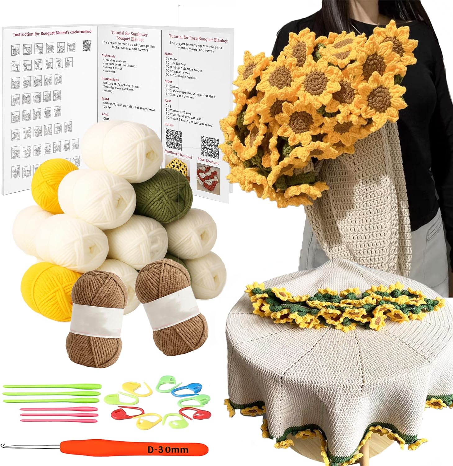 Yarniss Sunflower Blanket Material Package – Crochet Kit