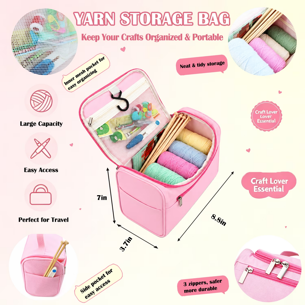 Yarniss Complete Knitting Kit for Beginners, Bamboo Knitting Needles Set 3.75mm-7mm, 10 yarn balls, Storage Case & Full Accessories, All-in-One Knitters Gift for Adults
