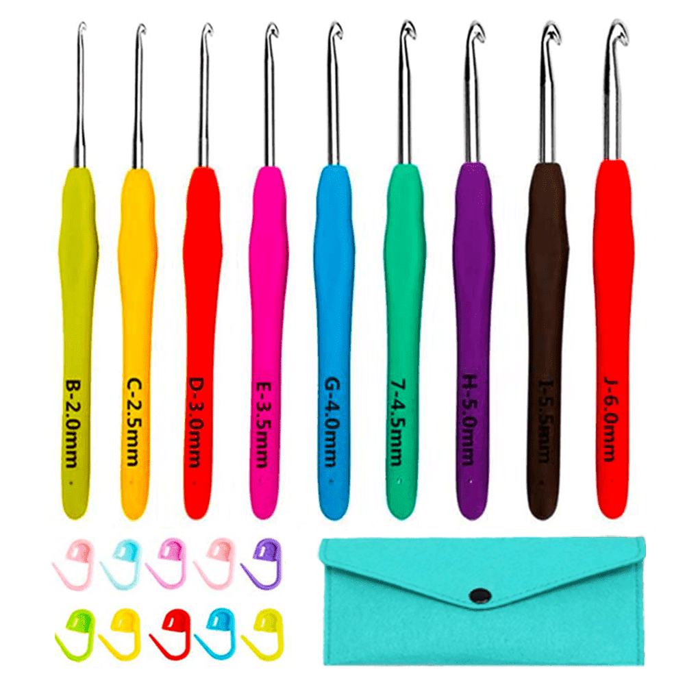 Yarniss Ergonomic Crochet Hooks Set, 9 Sizes Crochet Hooks with Case 2.0mm~6.0mm