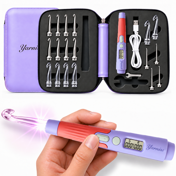 Yarniss Crochet Hooks with Counter 2.0mm-14.0mm,18 Size Digital Counting & Lighted Crochet Hooks Set with Case
