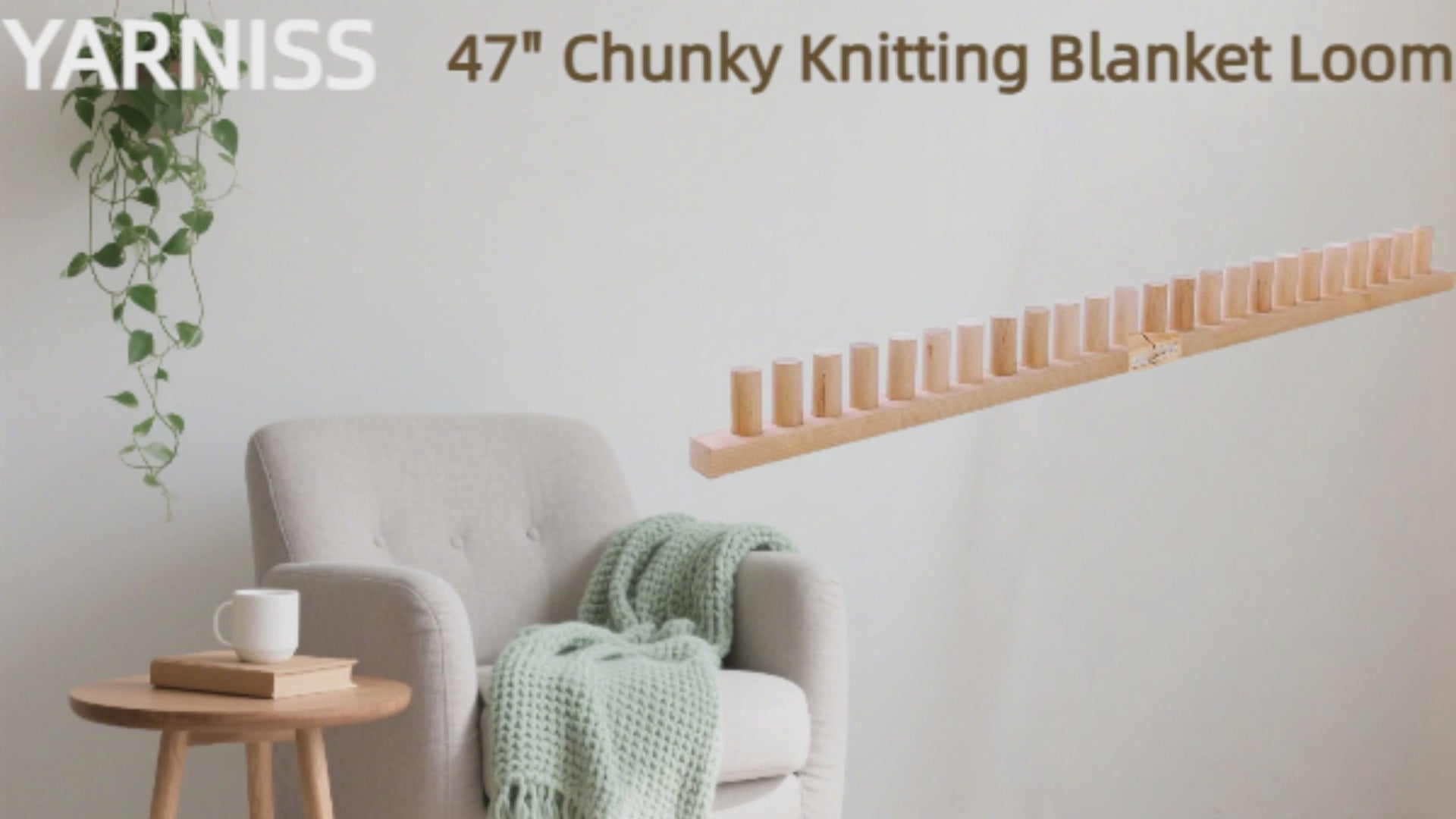 Yarniss 47" Chunky Blanket Loom Kit, Wooden Knitting Loom Frame for Hand, Thick Yarn Knitting Tools for Beginner 2 Packs